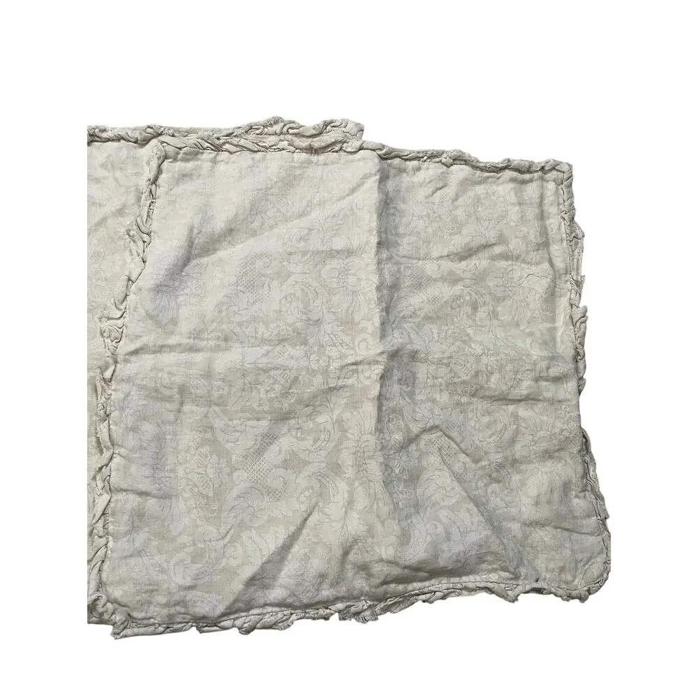 Vintage Rachel Ashwell Shabby Chic 100% Linen Ruffle Embossed Print Pillowcases